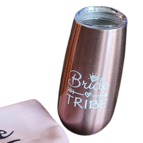 🪻BOGO🪻 Bride Tribe Wedding Favor Bundle: Wine Tumbler, Makeup Bag & Mirror - Picture 3 of 7